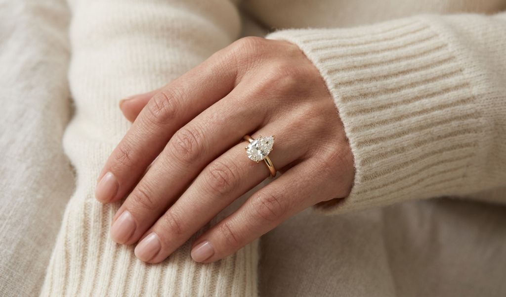Lab Grown Pear Cut Engagement Ring Cost Guide in the UK
