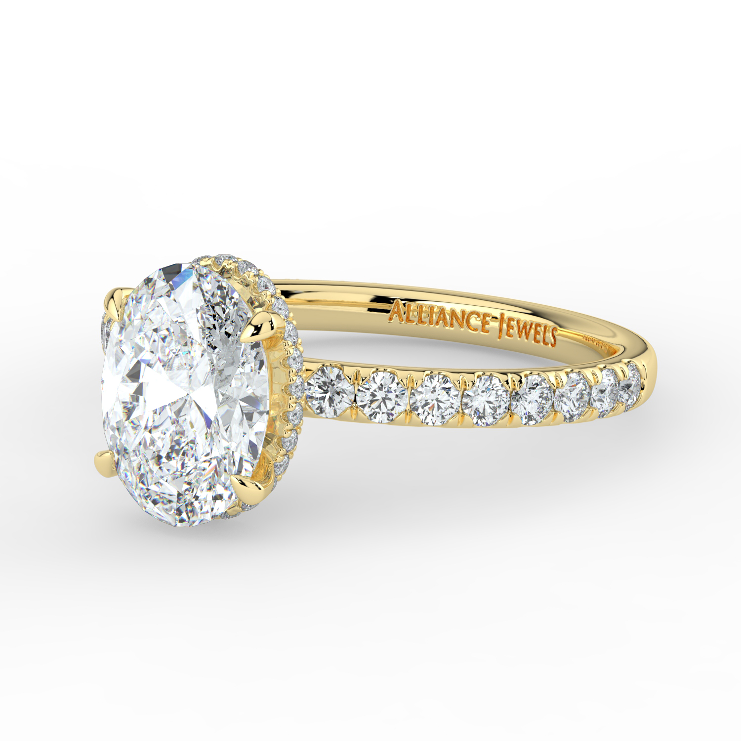 Oval Cut Wraparound Hidden Halo Diamond Band