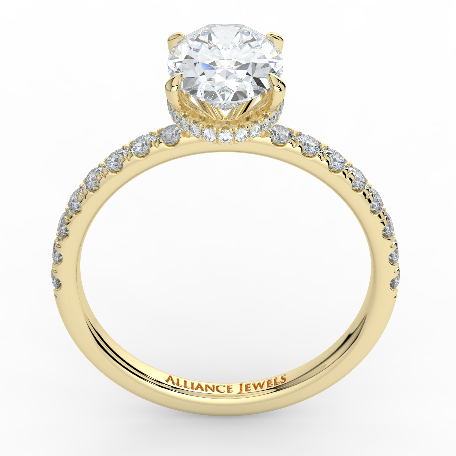 Oval Cut Wraparound Hidden Halo Diamond Band