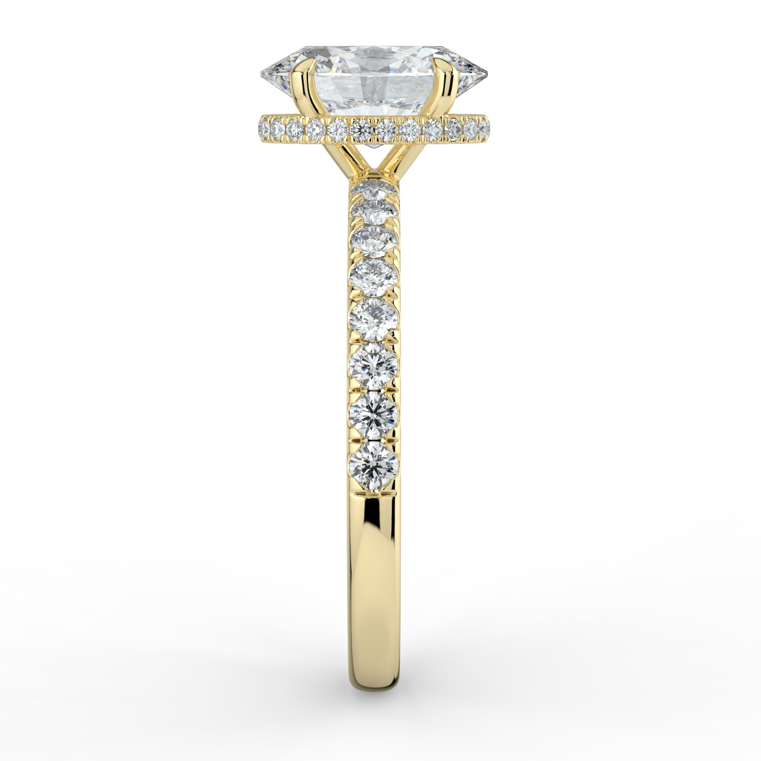 Oval Cut Wraparound Hidden Halo Diamond Band