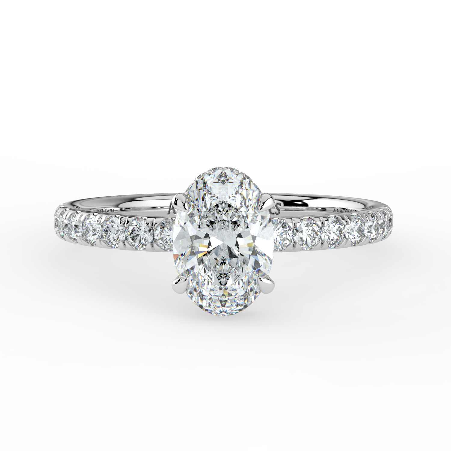 Oval Cut Wraparound Hidden Halo Diamond Band