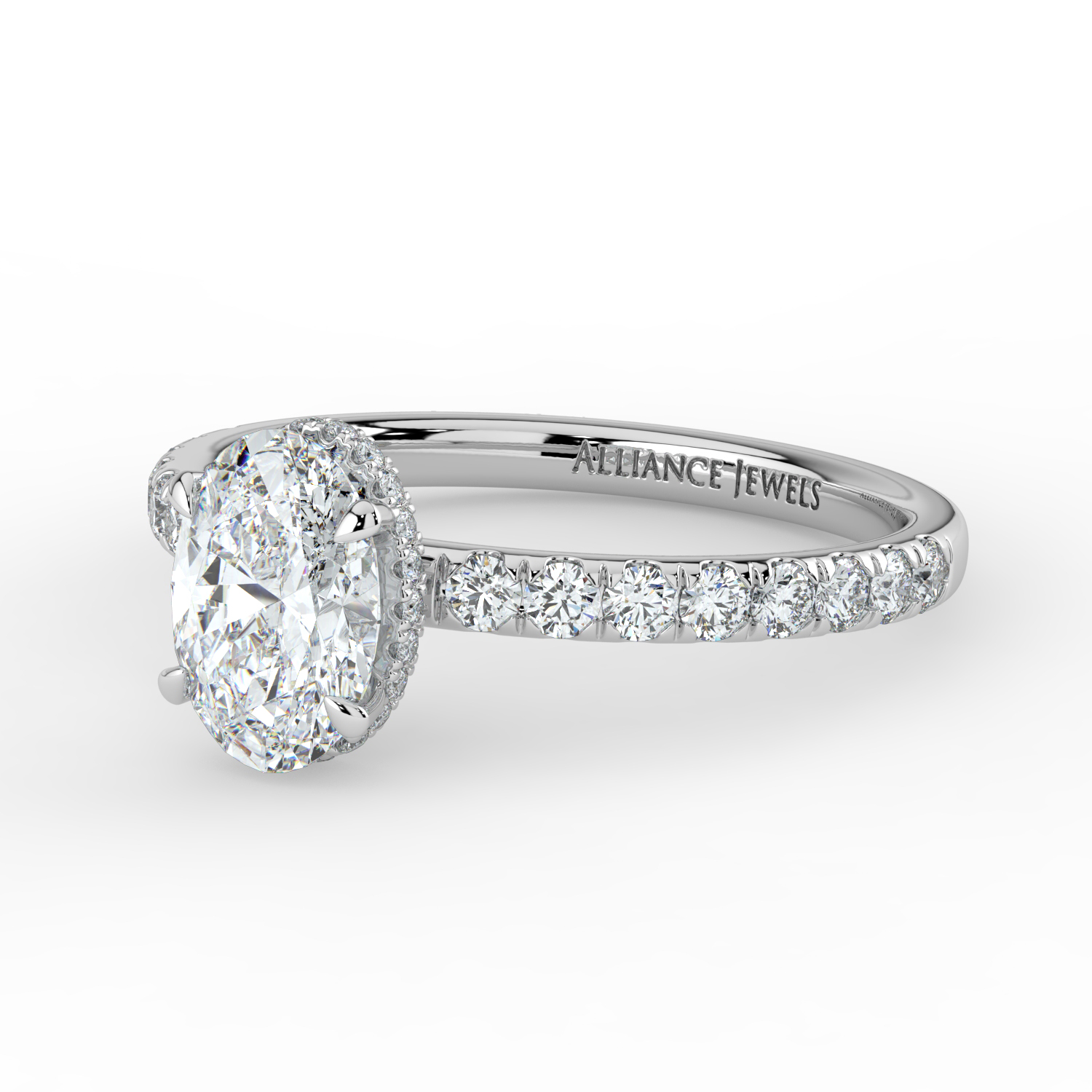 Oval Cut Wraparound Hidden Halo Diamond Band