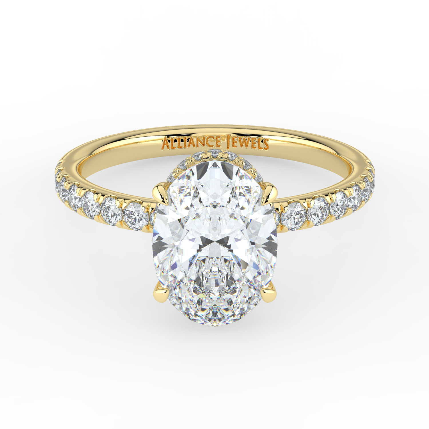 Oval Cut Wraparound Hidden Halo Diamond Band