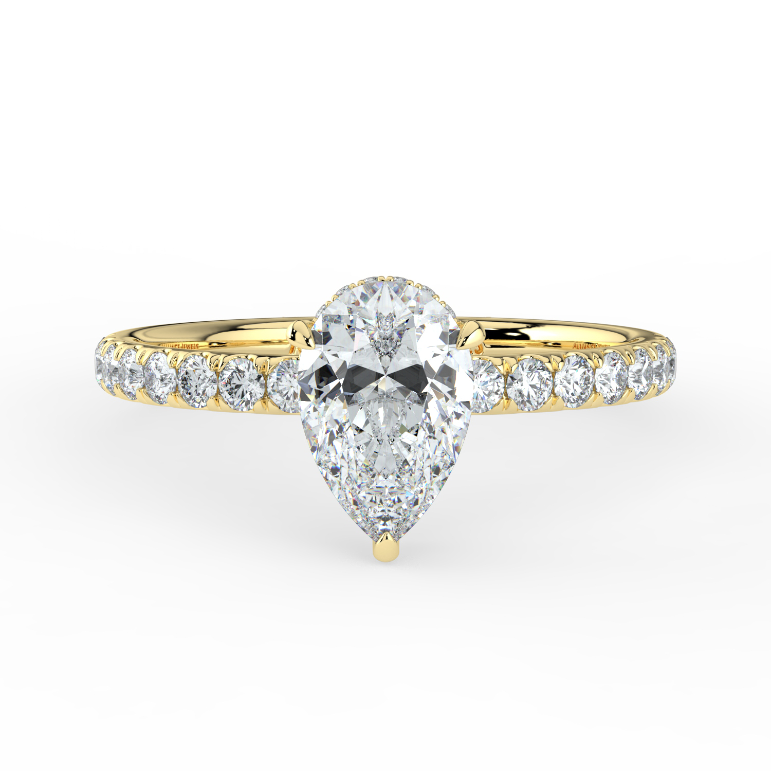 Pear Wraparound Hidden Halo Diamond Band