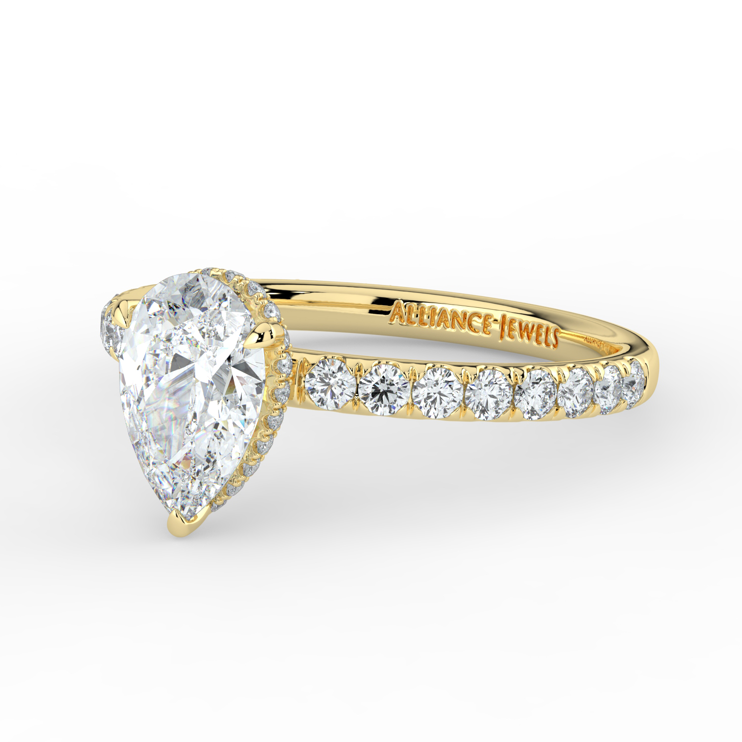 Pear Wraparound Hidden Halo Diamond Band