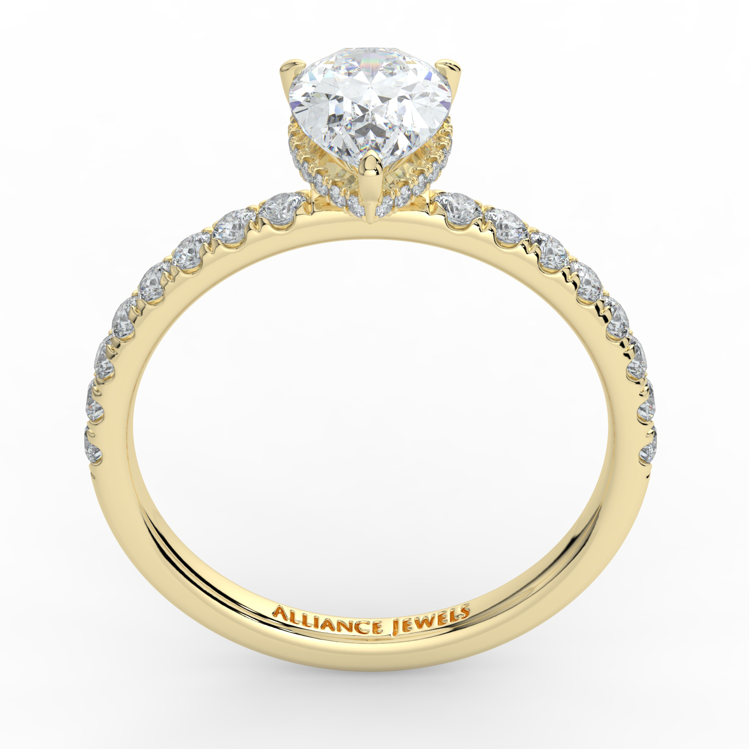 Pear Wraparound Hidden Halo Diamond Band