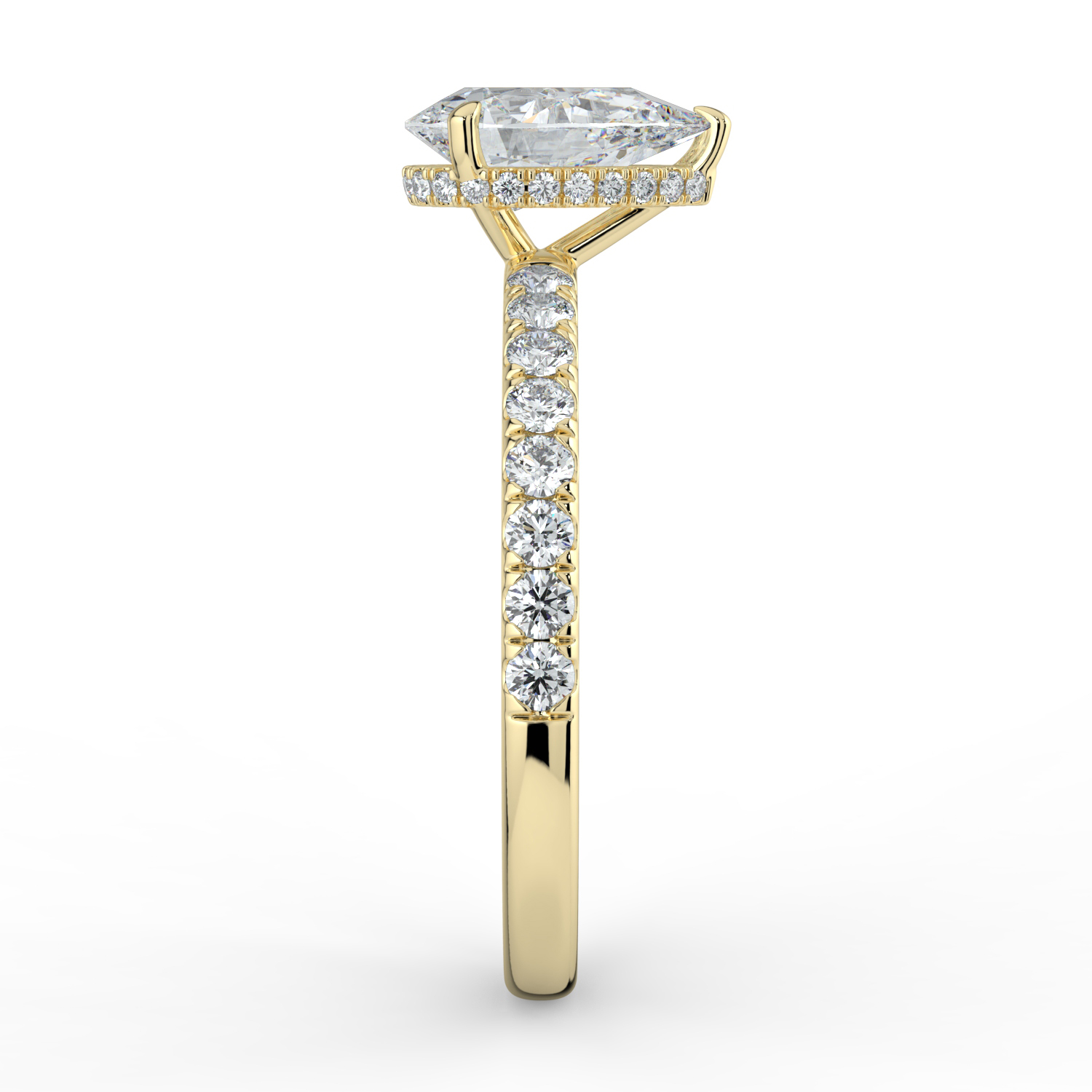 Pear Wraparound Hidden Halo Diamond Band