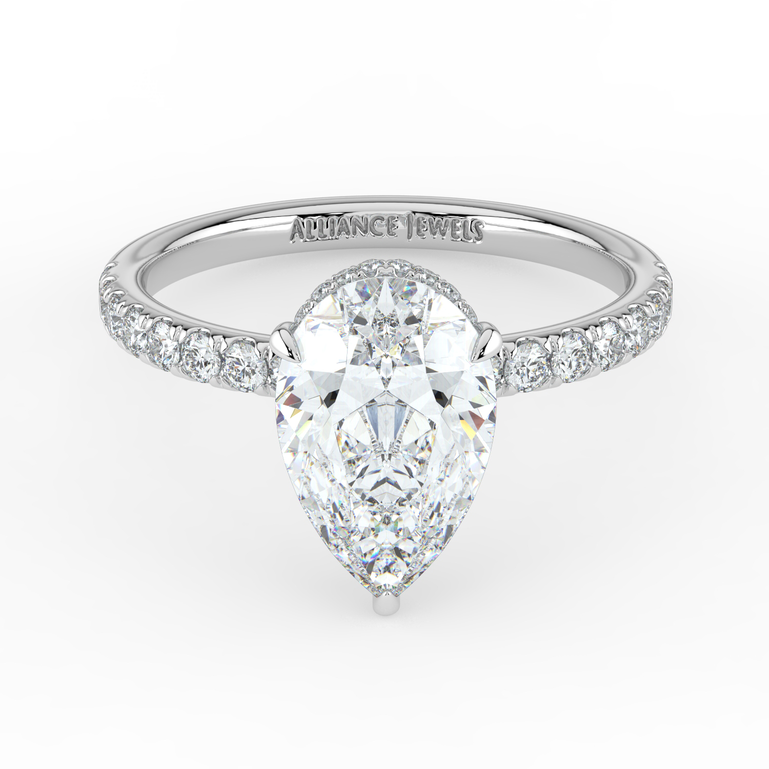 Pear Wraparound Hidden Halo Diamond Band