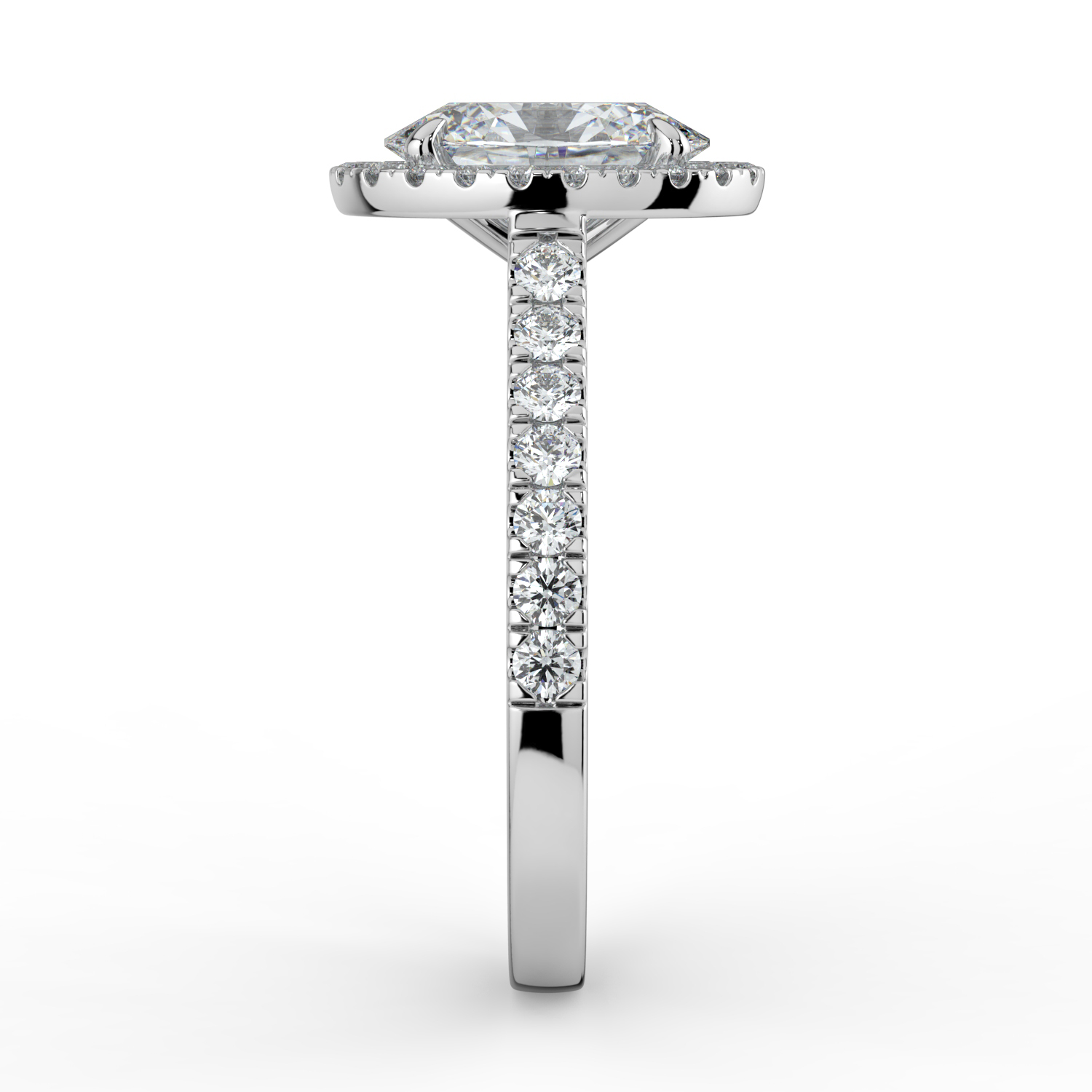 Oval Cut Classic Halo Diamond Band
