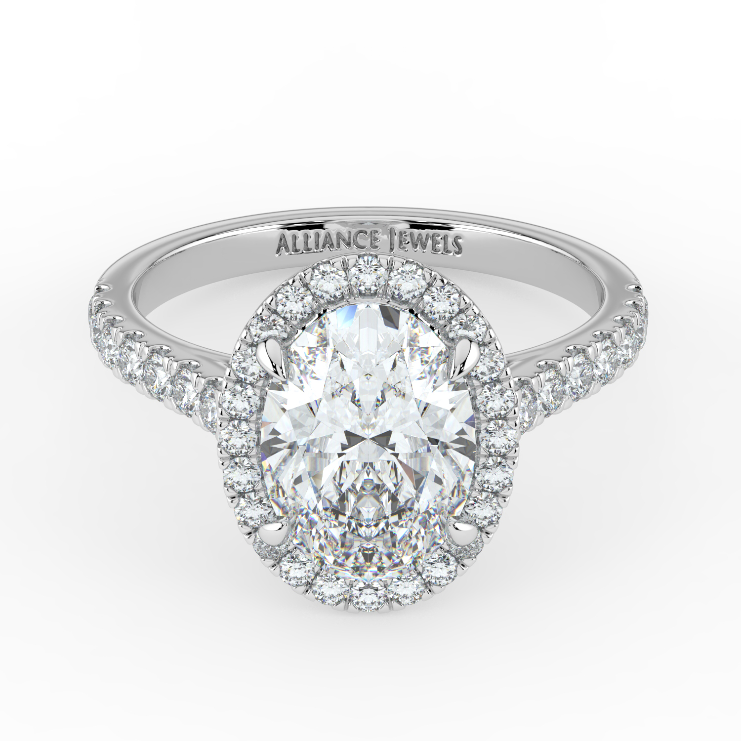 Oval Cut Classic Halo Diamond Band