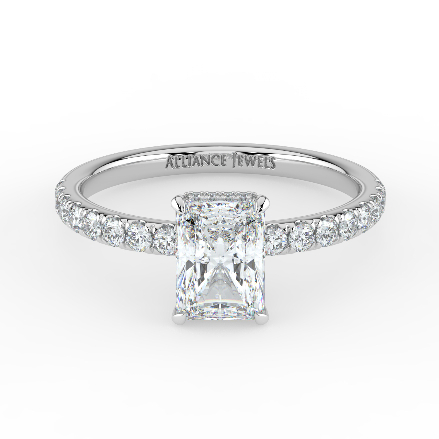 Radiant Cut Wraparound Hidden Halo Diamond Band