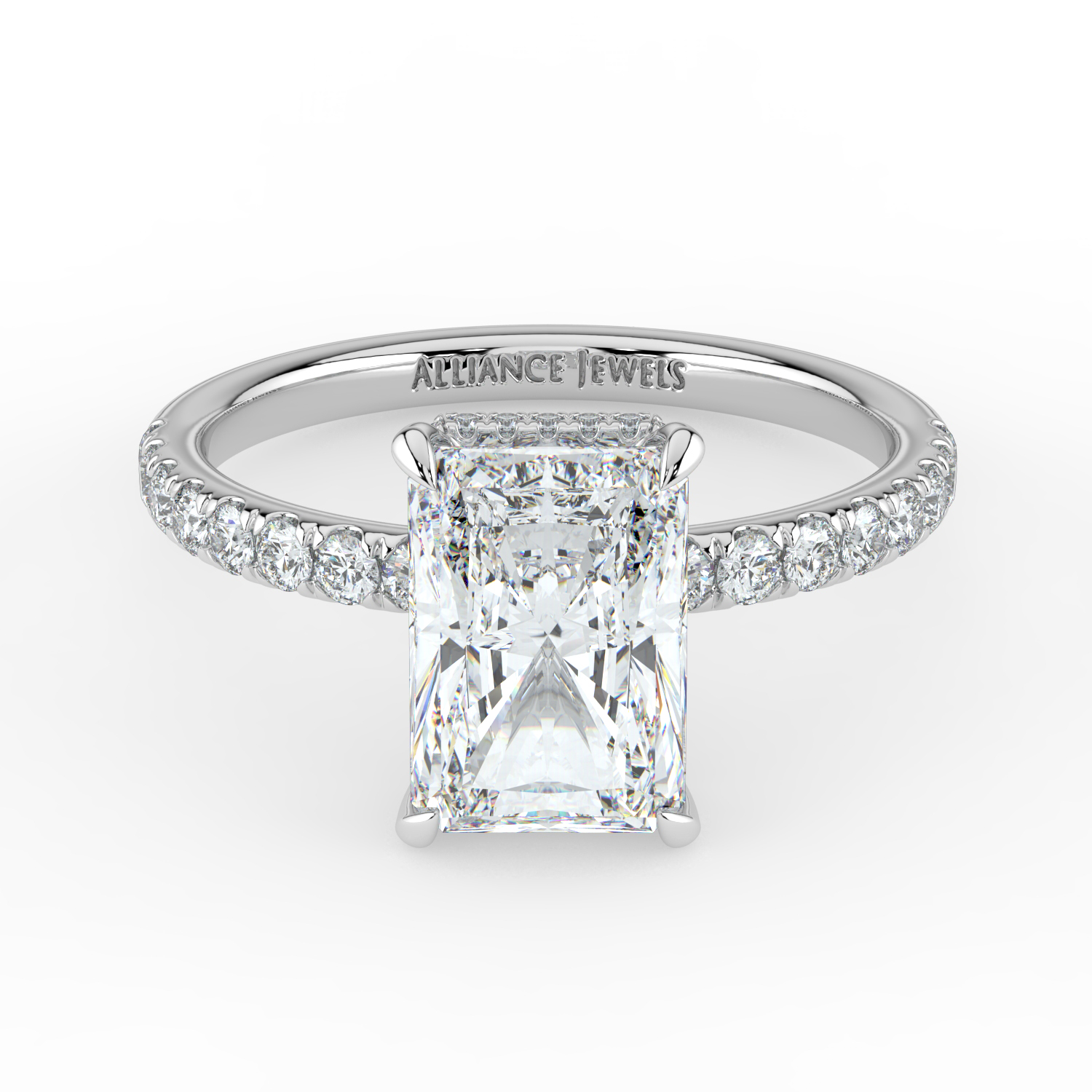 Radiant Cut Wraparound Hidden Halo Diamond Band