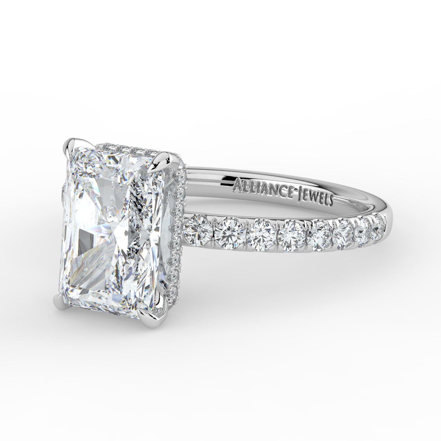 Radiant Cut Wraparound Hidden Halo Diamond Band