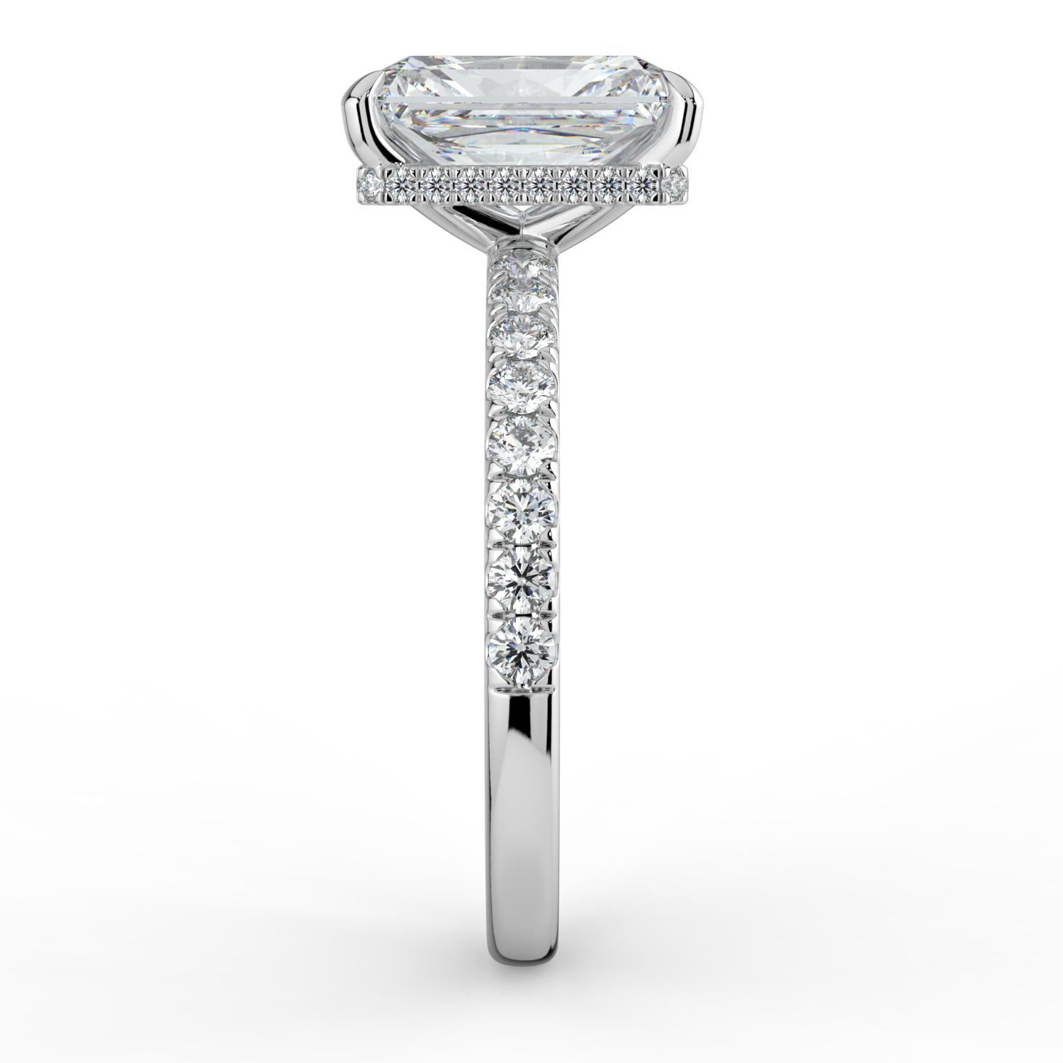 Radiant Cut Wraparound Hidden Halo Diamond Band