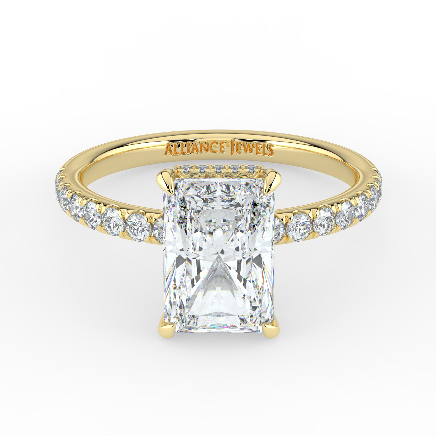Radiant Cut Wraparound Hidden Halo Diamond Band