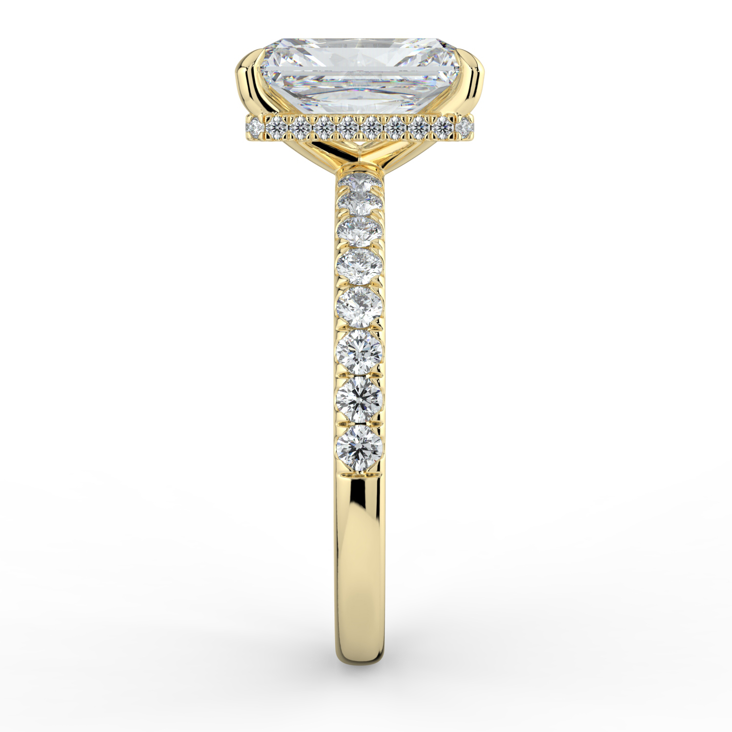 Radiant Cut Wraparound Hidden Halo Diamond Band