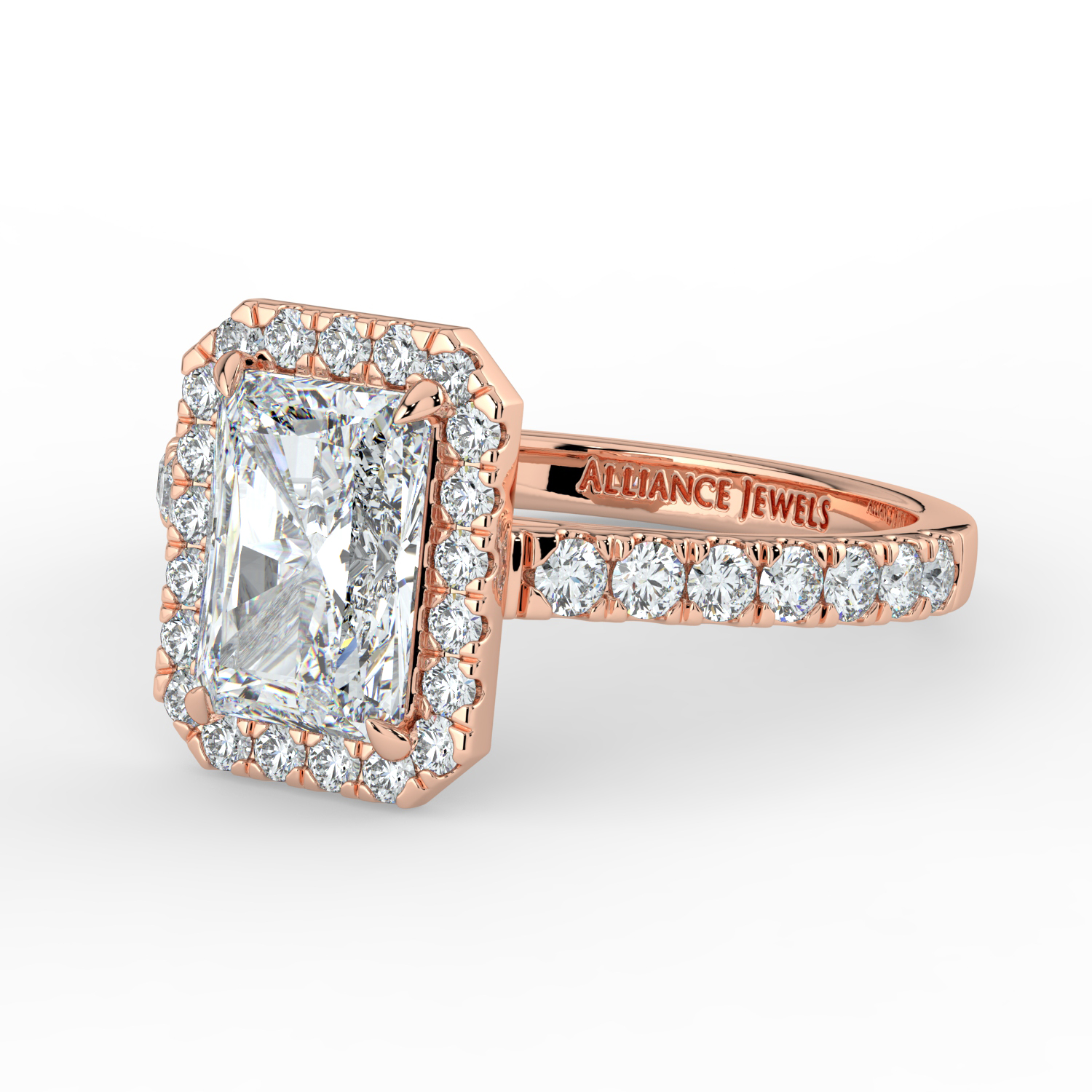 Radiant Cut Classic Halo Diamond Band