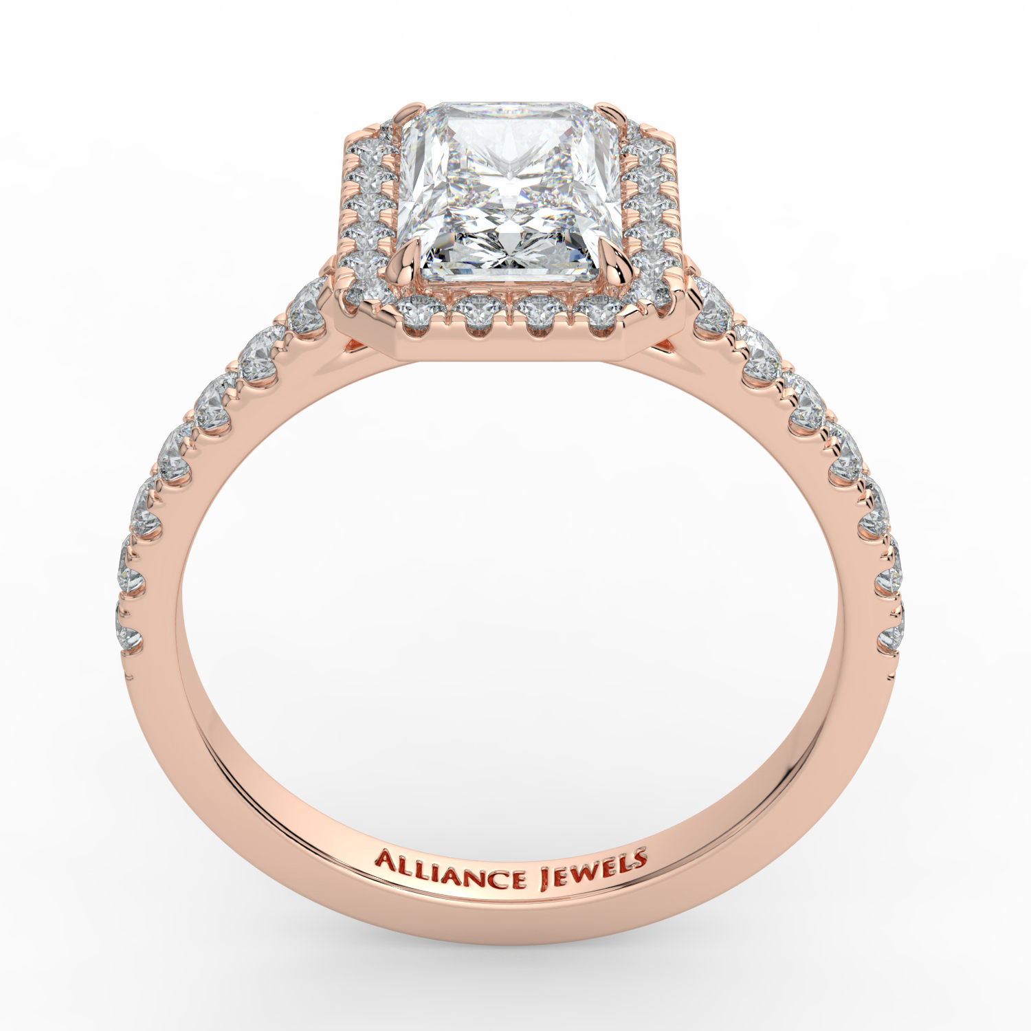 Radiant Cut Classic Halo Diamond Band
