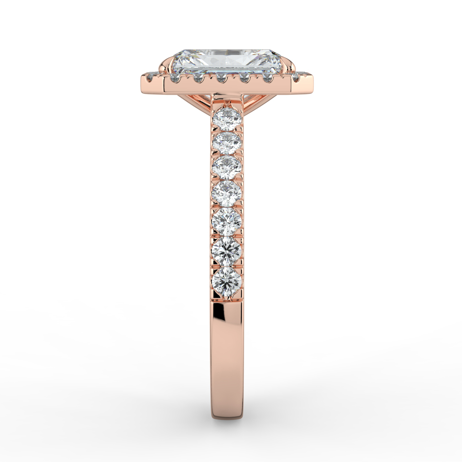 Radiant Cut Classic Halo Diamond Band
