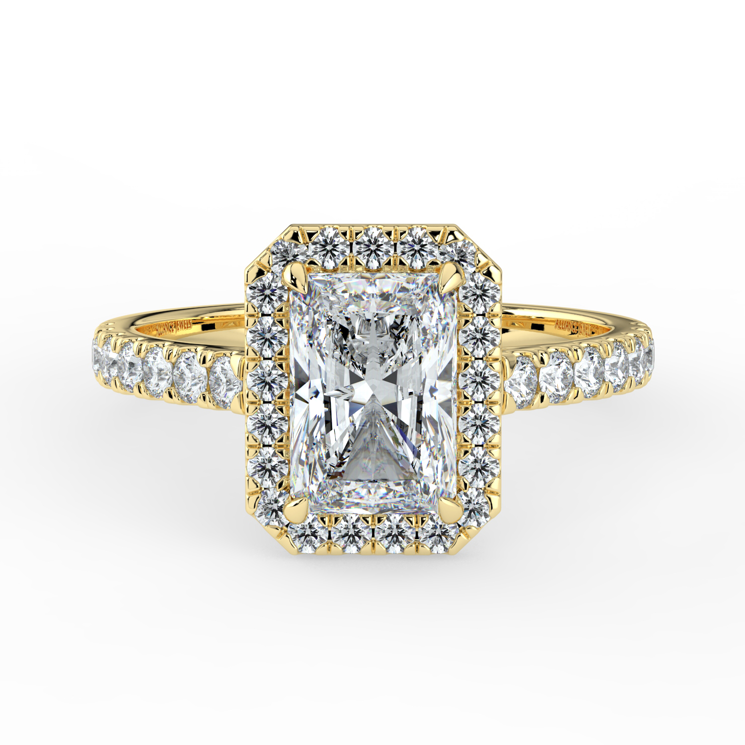 Radiant Cut Classic Halo Diamond Band