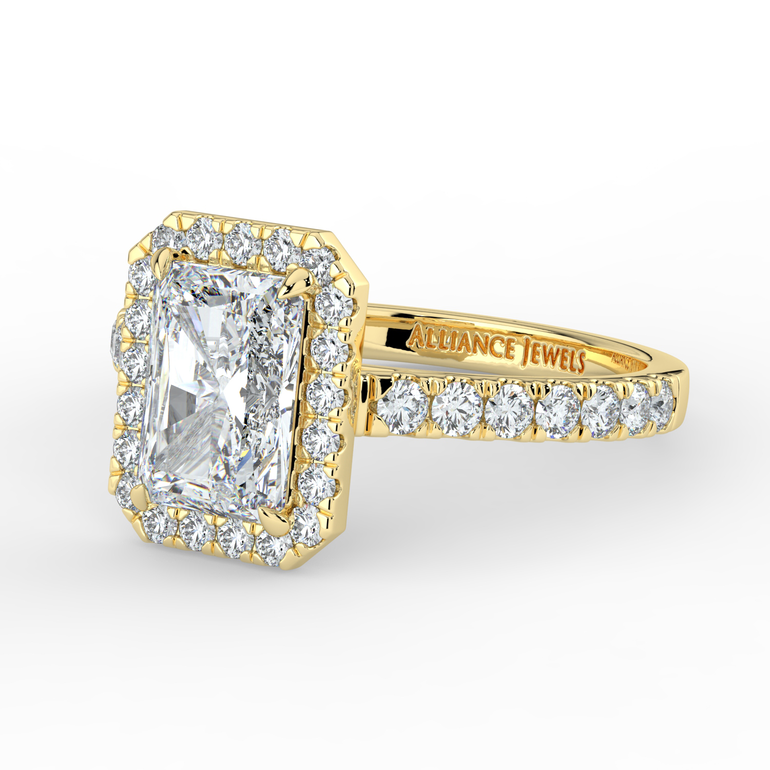 Radiant Cut Classic Halo Diamond Band