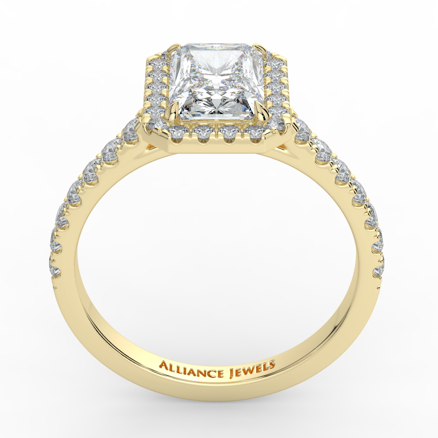Radiant Cut Classic Halo Diamond Band