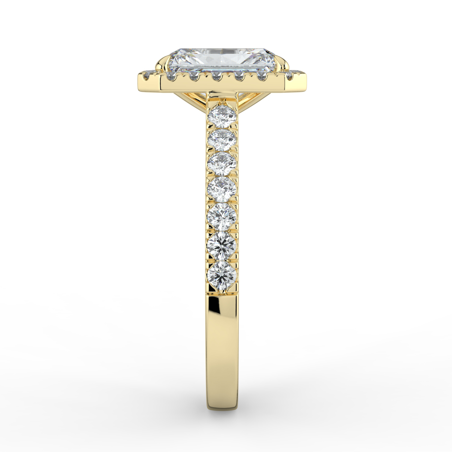 Radiant Cut Classic Halo Diamond Band
