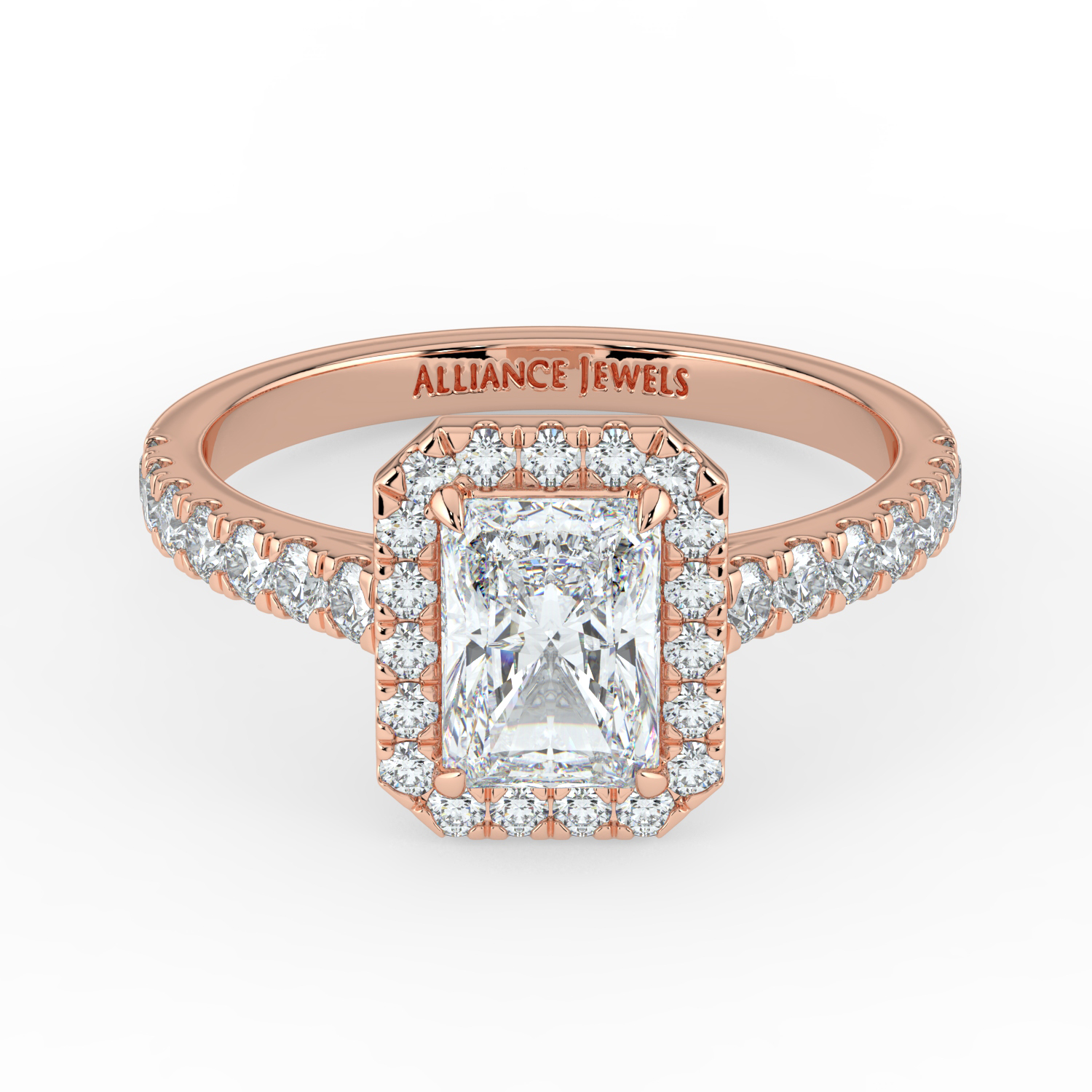 Radiant Cut Classic Halo Diamond Band