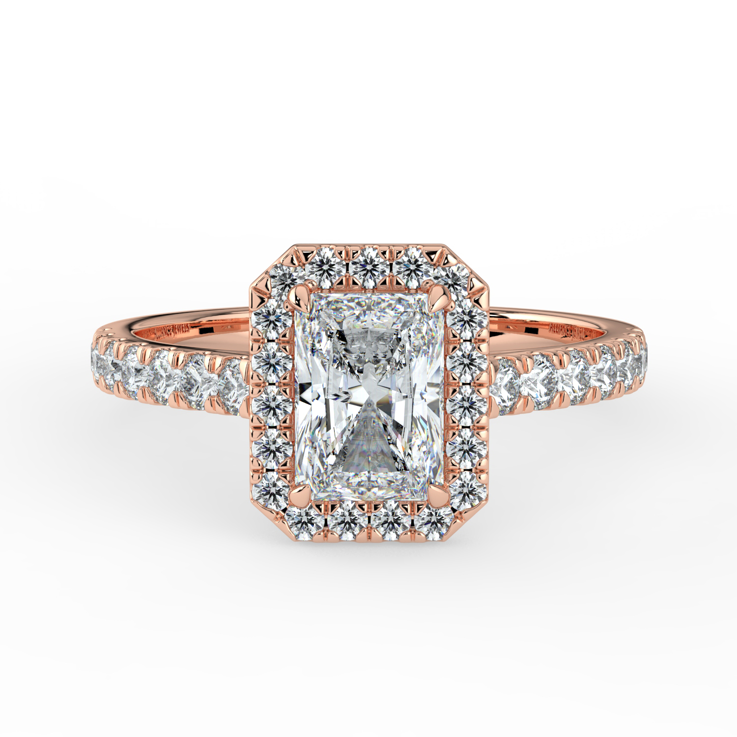 Radiant Cut Classic Halo Diamond Band