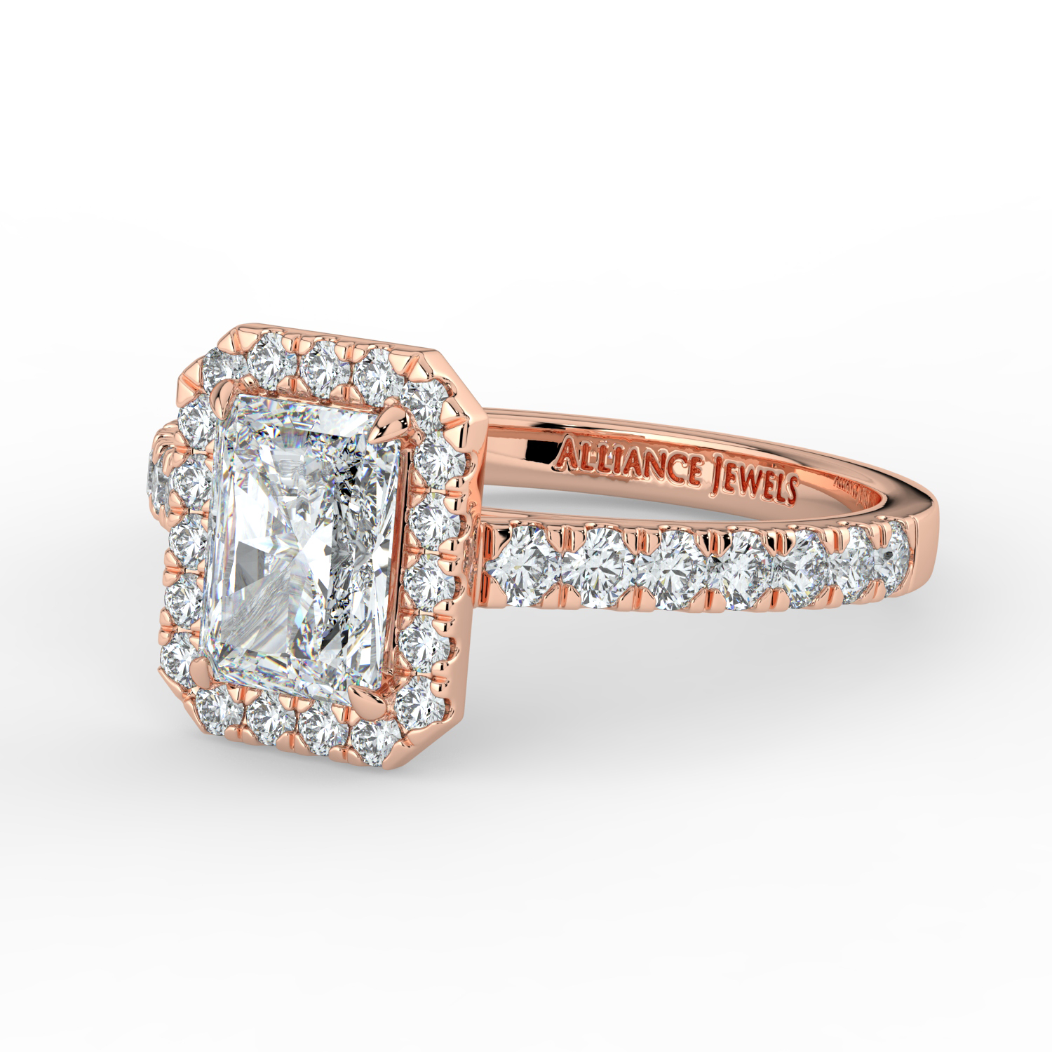 Radiant Cut Classic Halo Diamond Band