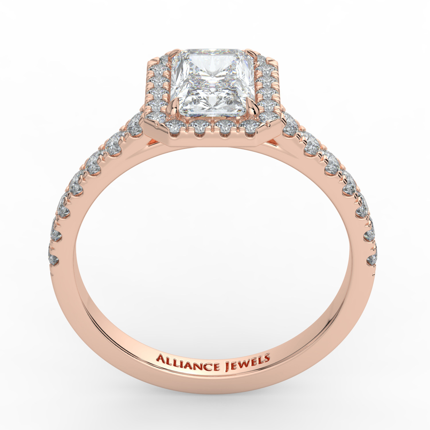 Radiant Cut Classic Halo Diamond Band