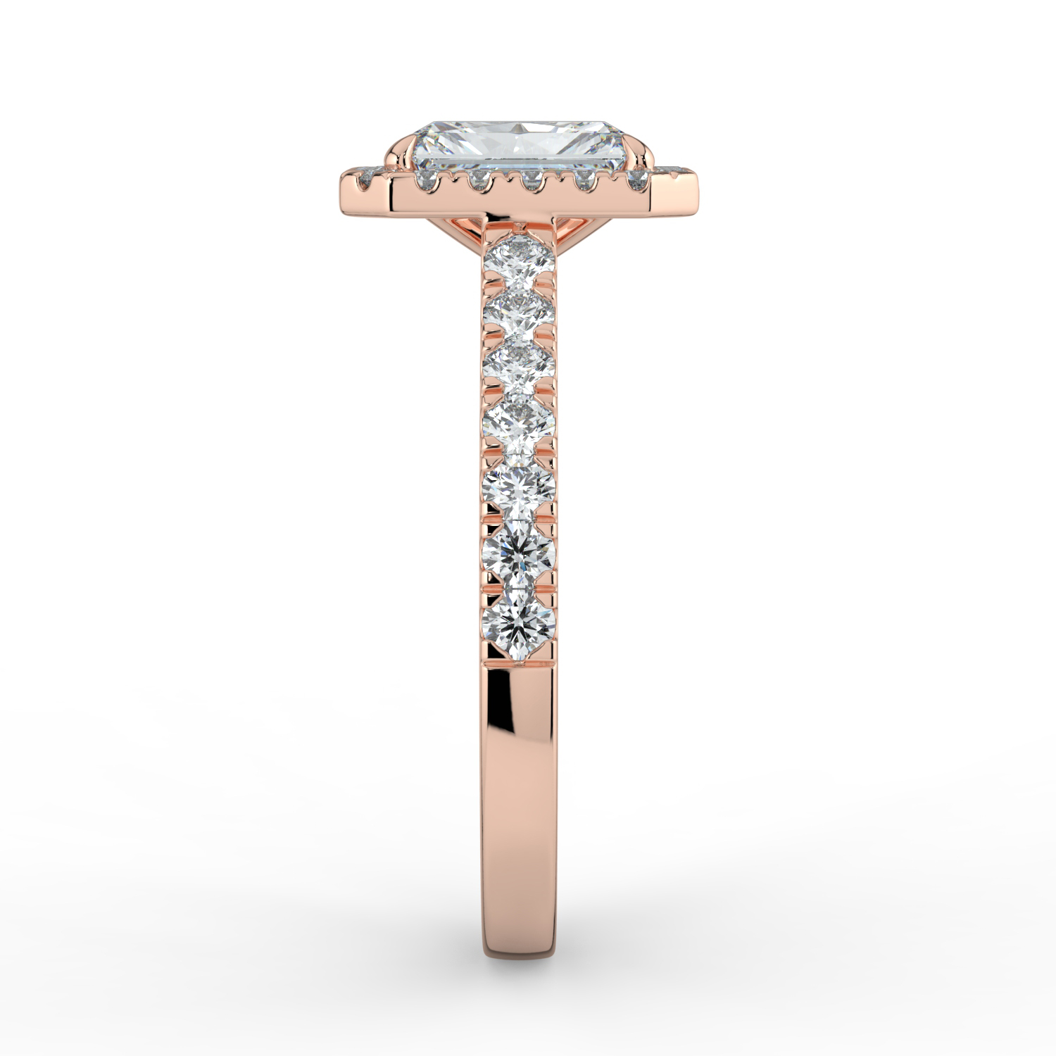 Radiant Cut Classic Halo Diamond Band