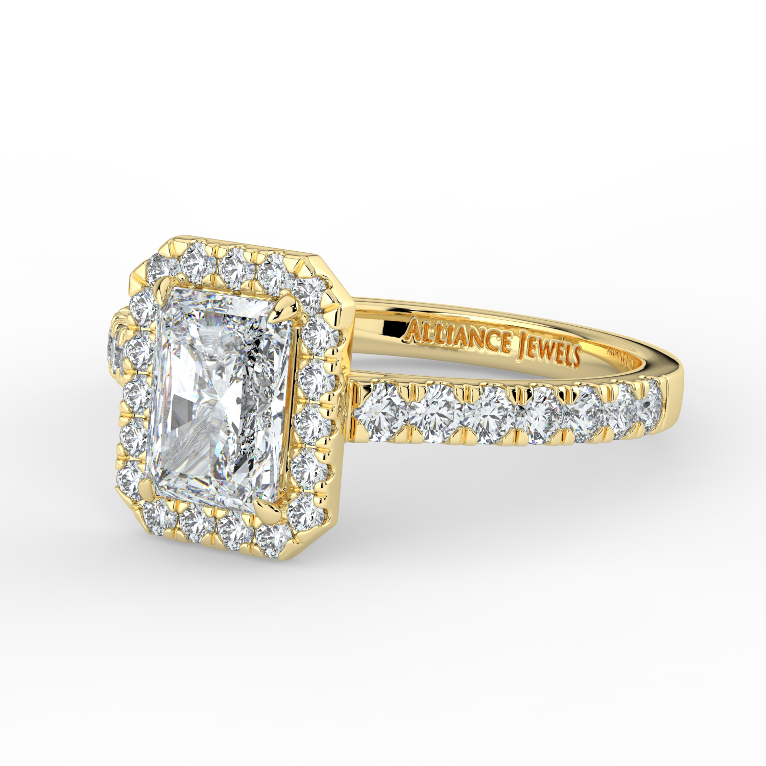 Radiant Cut Classic Halo Diamond Band
