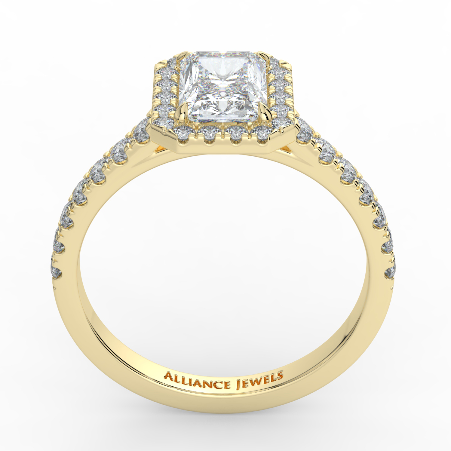 Radiant Cut Classic Halo Diamond Band