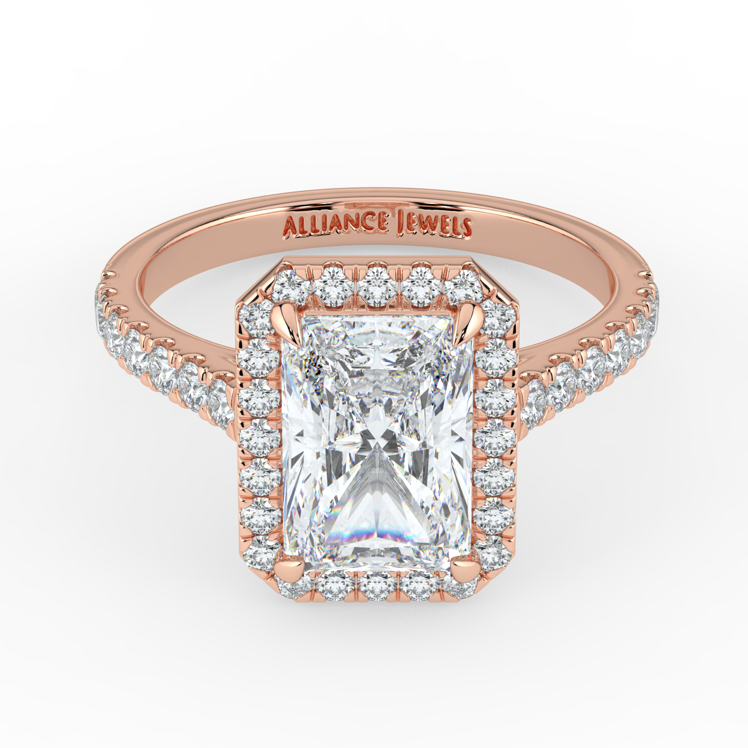 Radiant Cut Classic Halo Diamond Band
