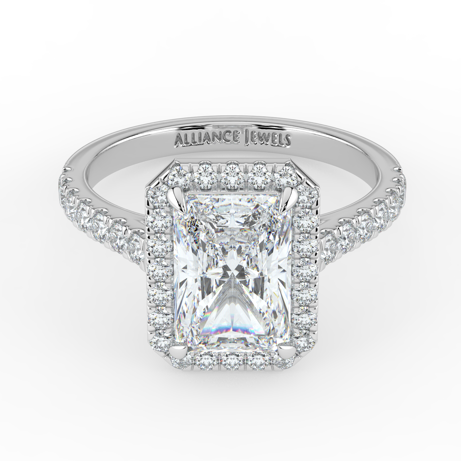 Radiant Cut Classic Halo Diamond Band