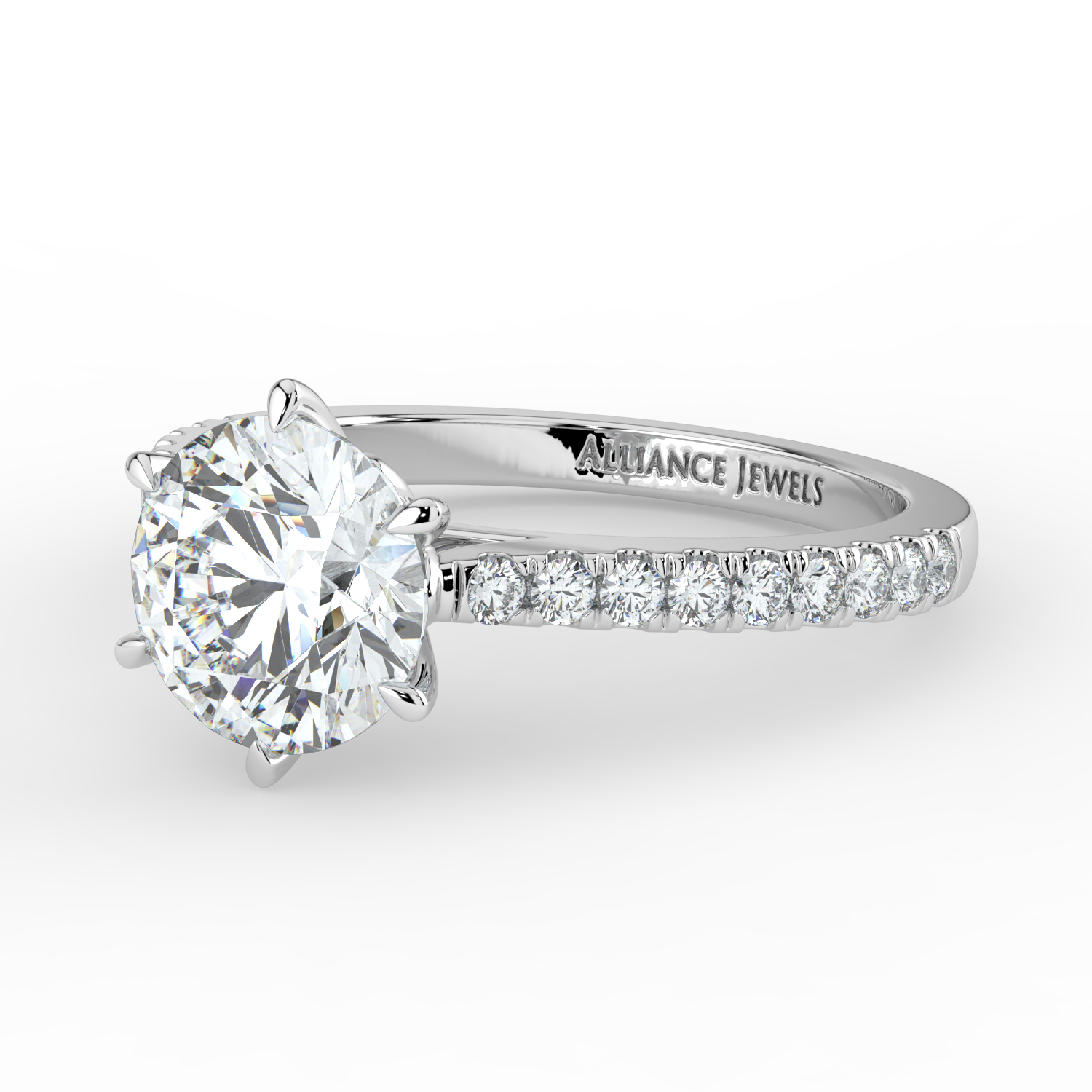 Round 6 Prongs Tulip setting with Diamond Band