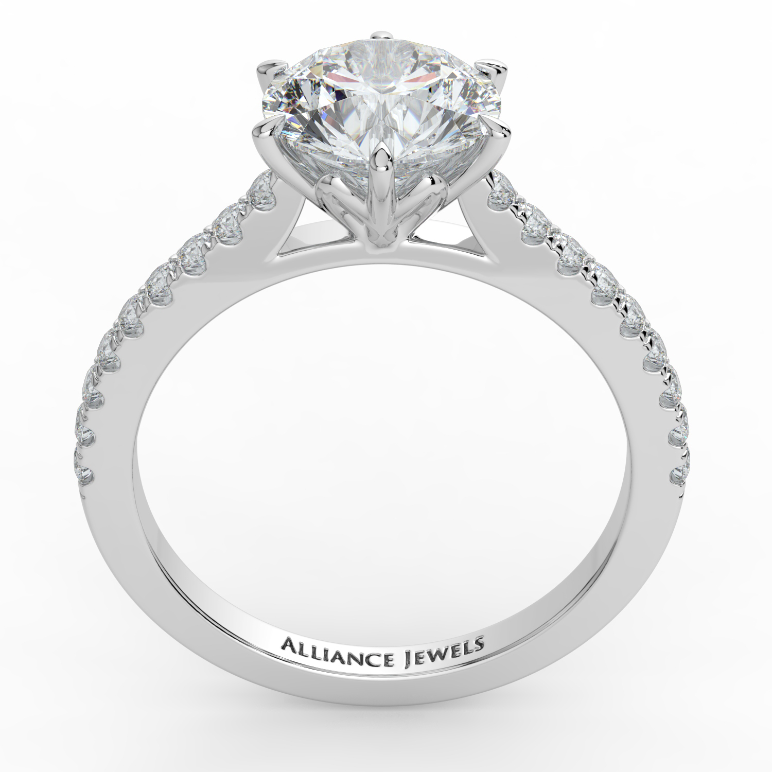 Round 6 Prongs Tulip setting with Diamond Band