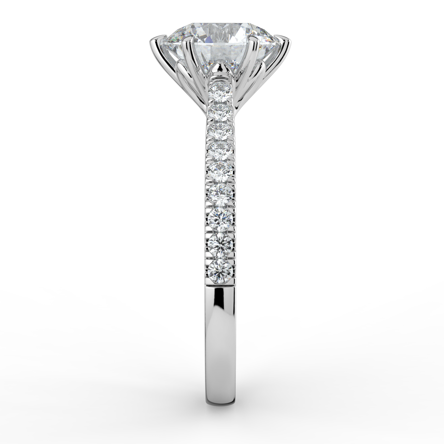 Round 6 Prongs Tulip setting with Diamond Band