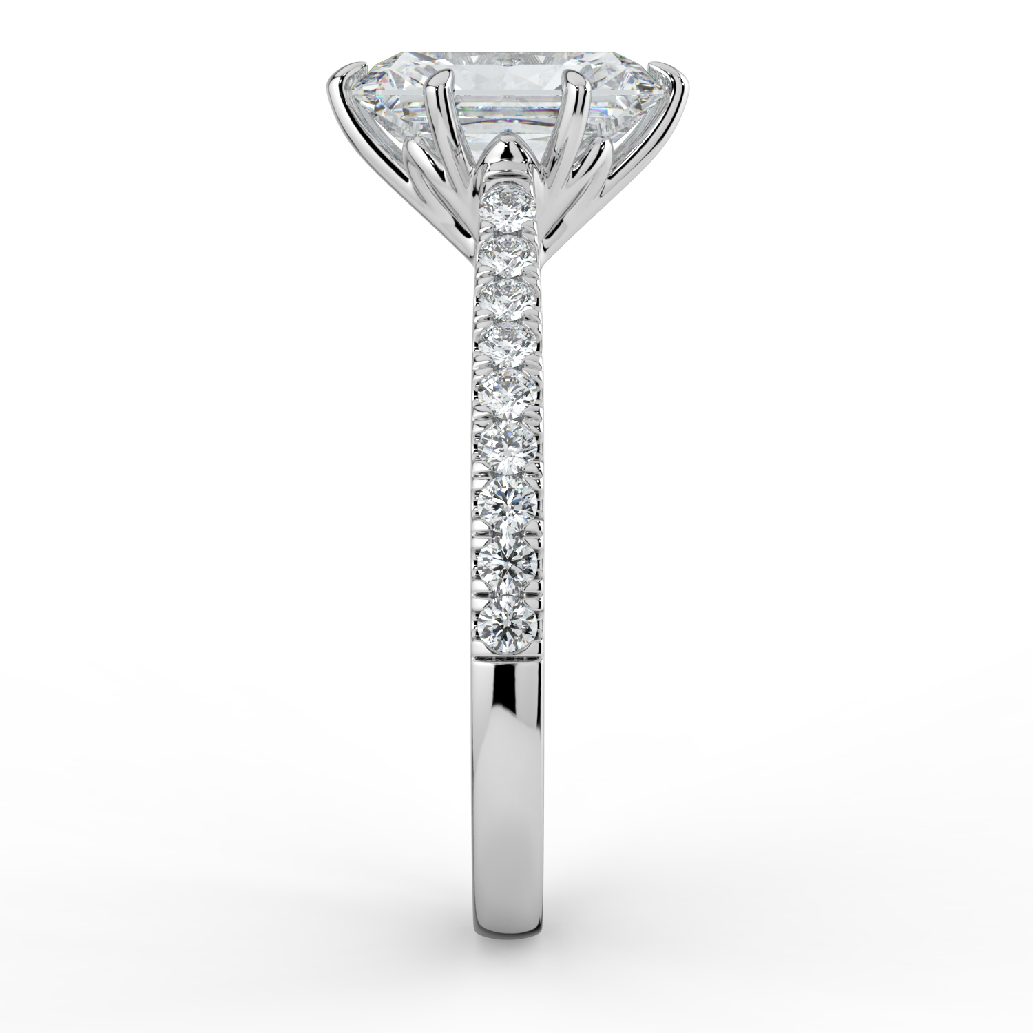 Radiant Cut 6 Prongs Tulip setting with Daimond Band