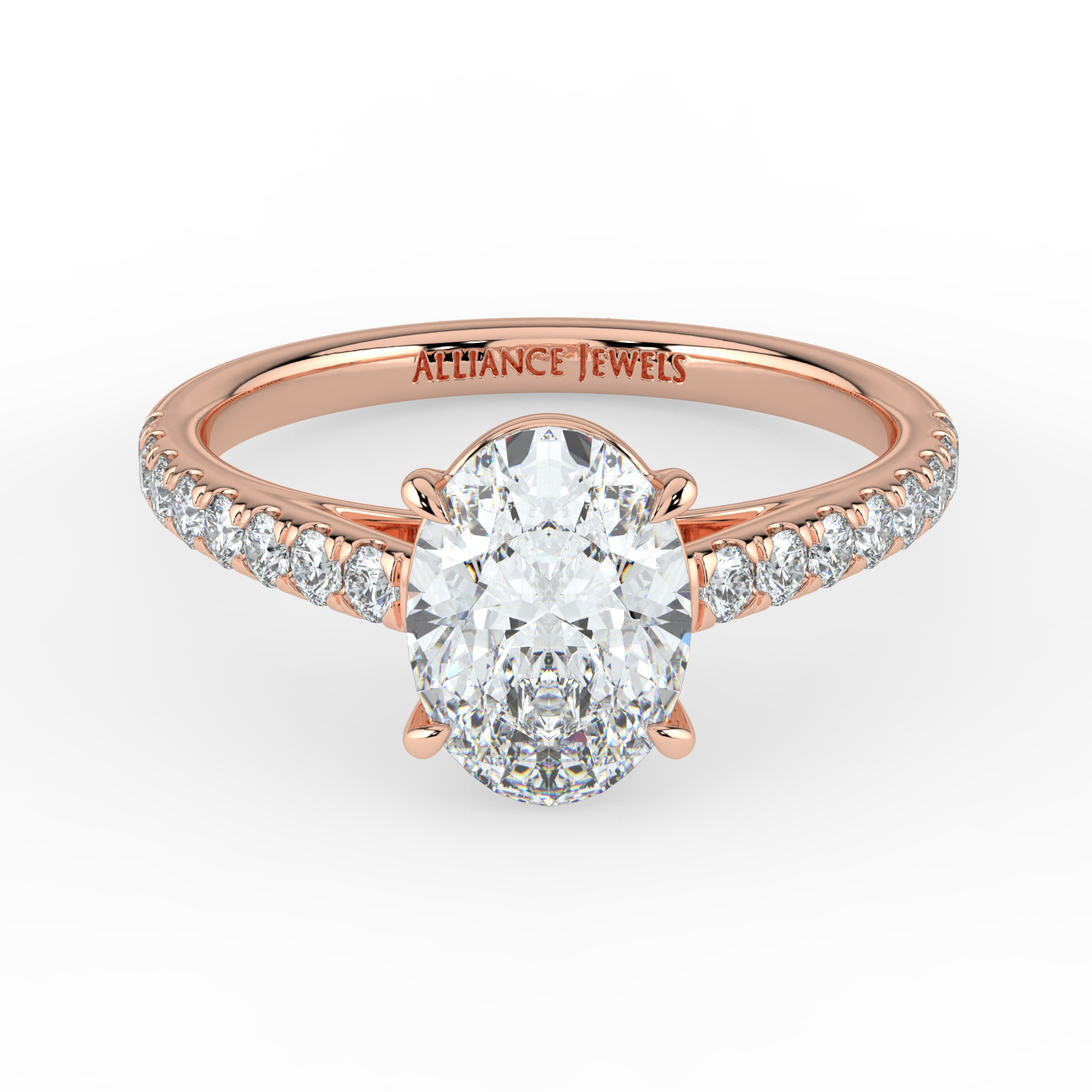 Oval Cut Cathedral Setting with Diamond Band