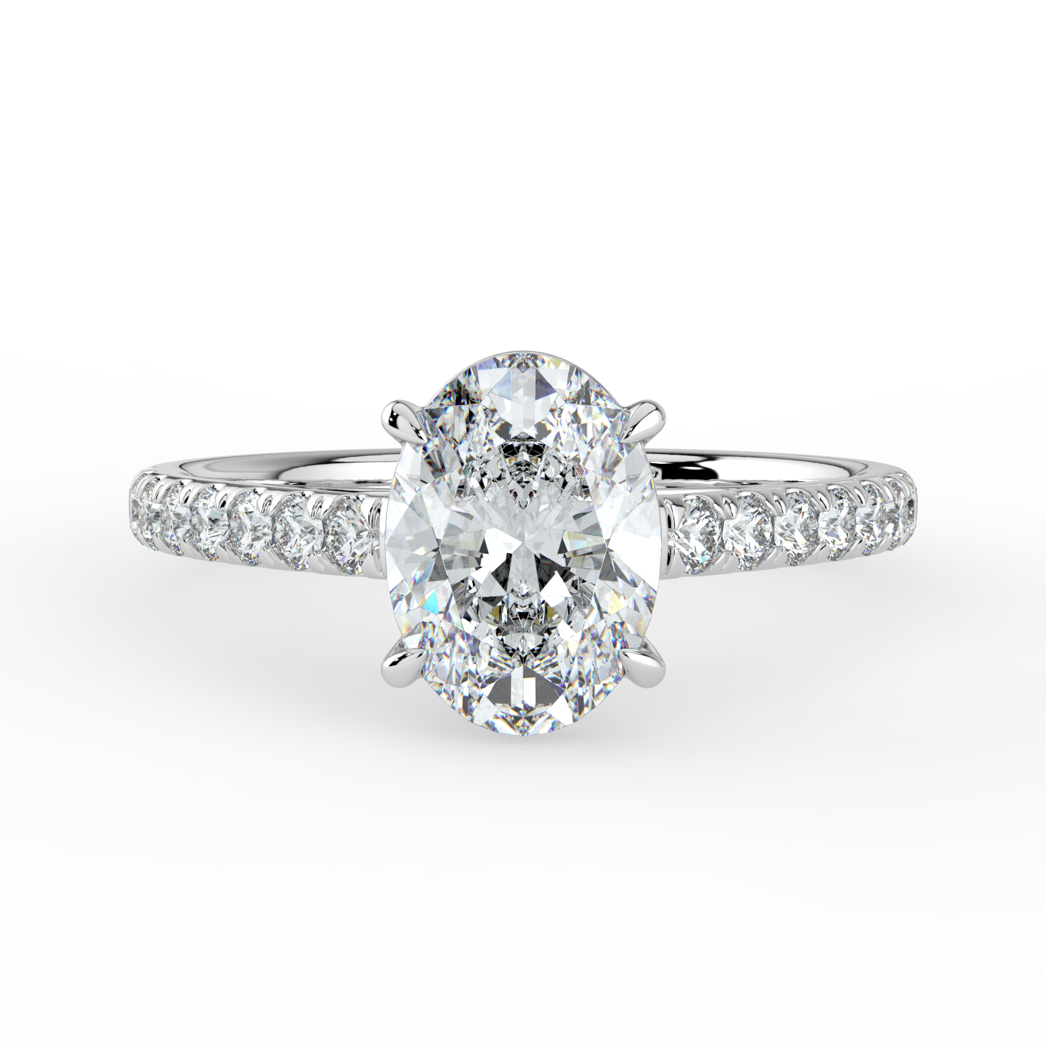 Oval Cut Cathedral Setting with Diamond Band