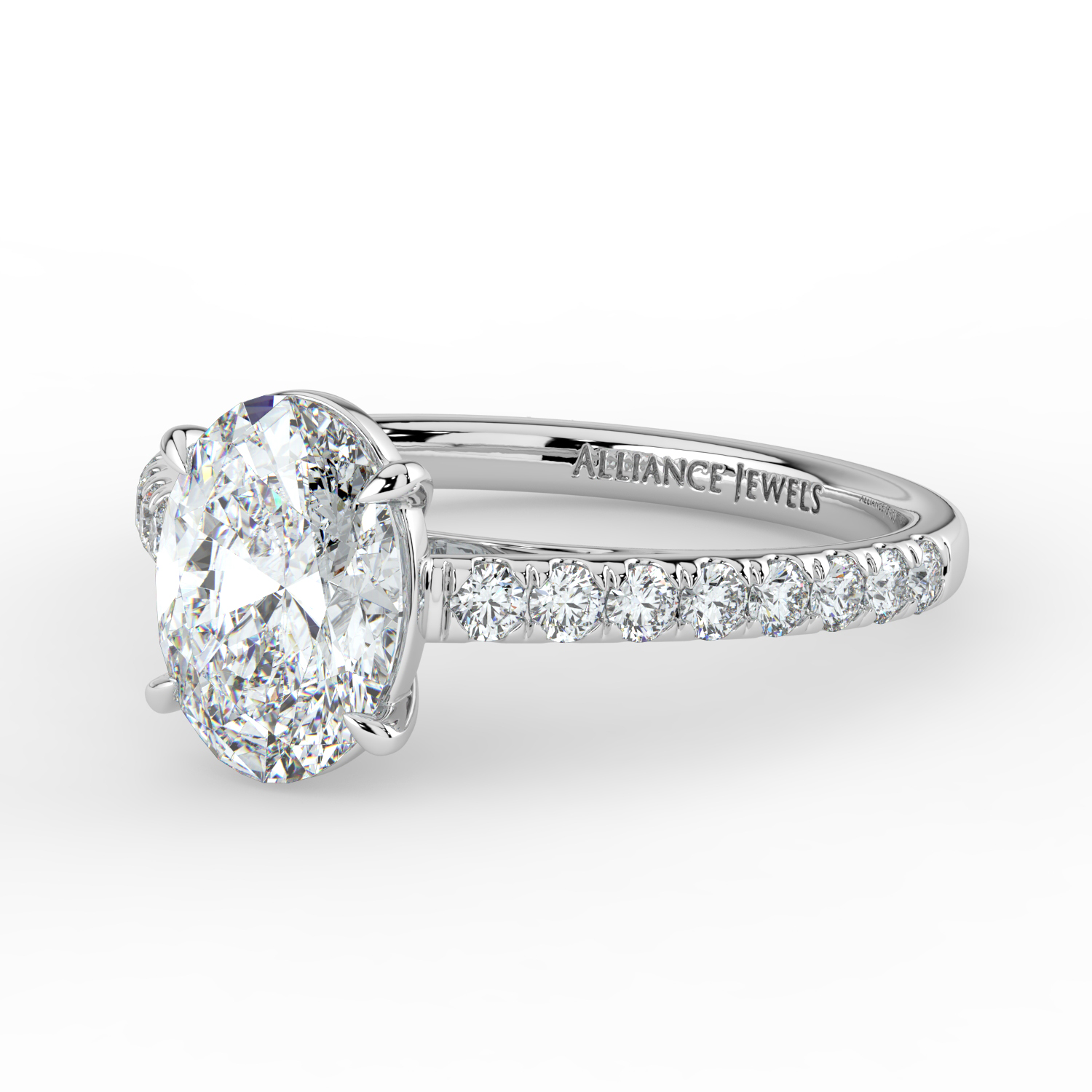 Oval Cut Cathedral Setting with Diamond Band