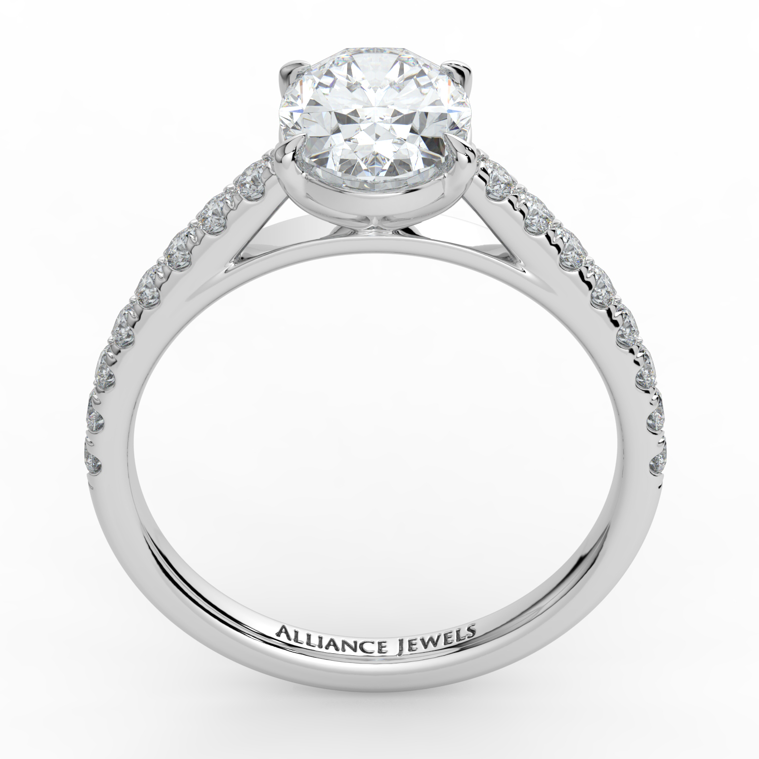 Oval Cut Cathedral Setting with Diamond Band