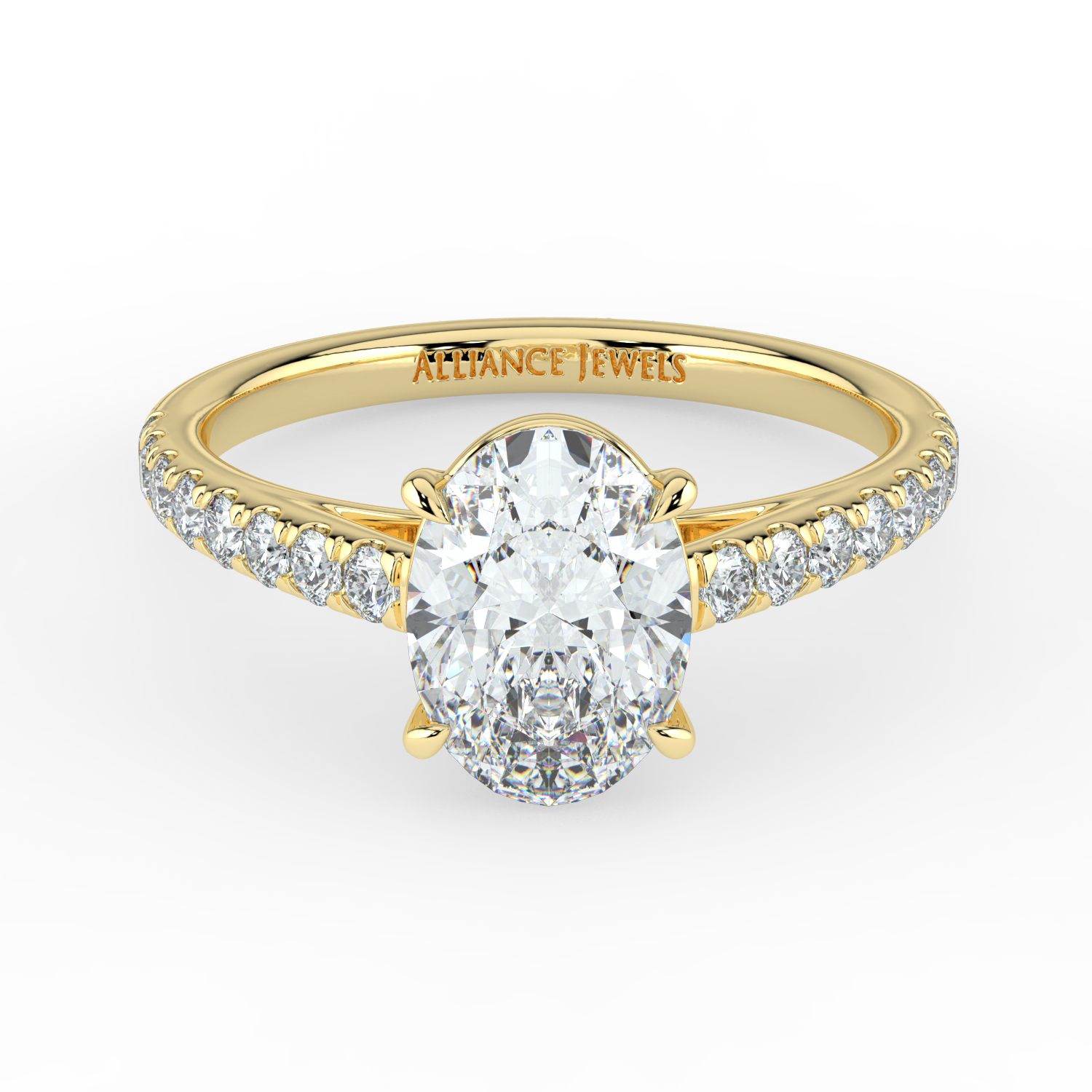 Oval Cut Cathedral Setting with Diamond Band