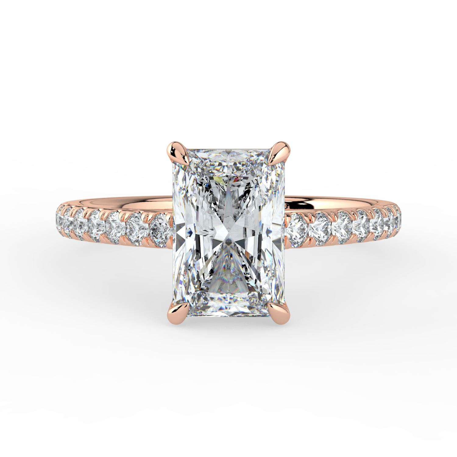 Radiant Cut Cathedral Setting with Diamond Band