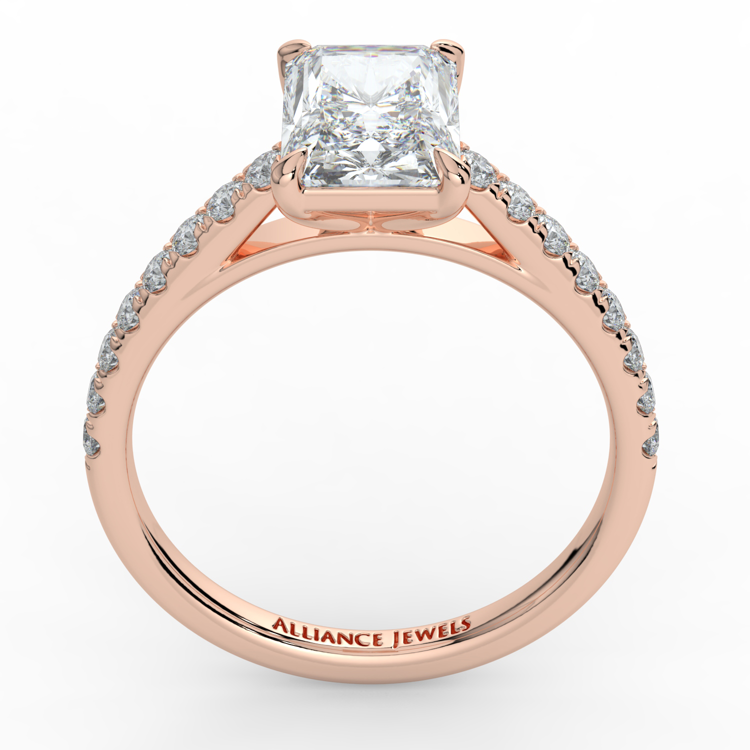 Radiant Cut Cathedral Setting with Diamond Band