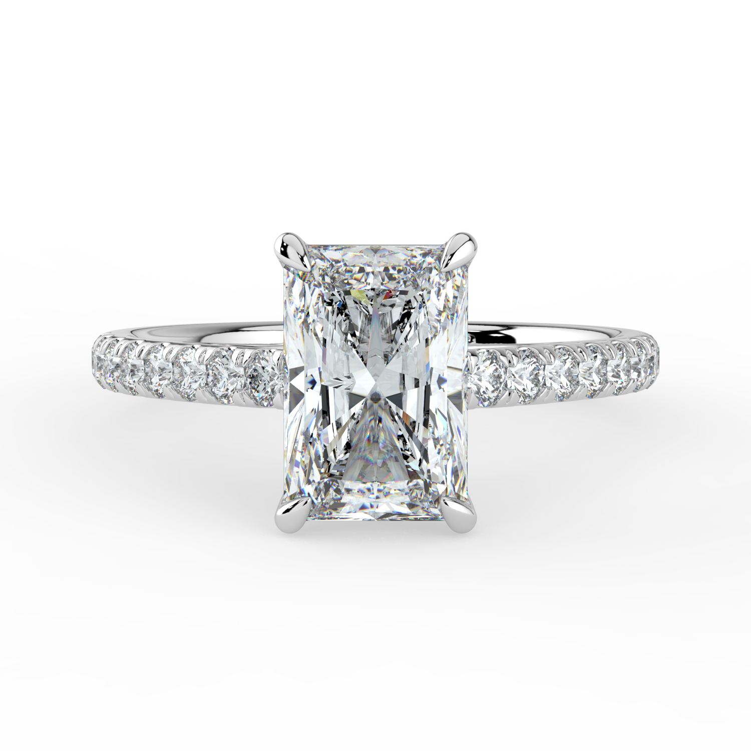 Radiant Cut Cathedral Setting with Diamond Band