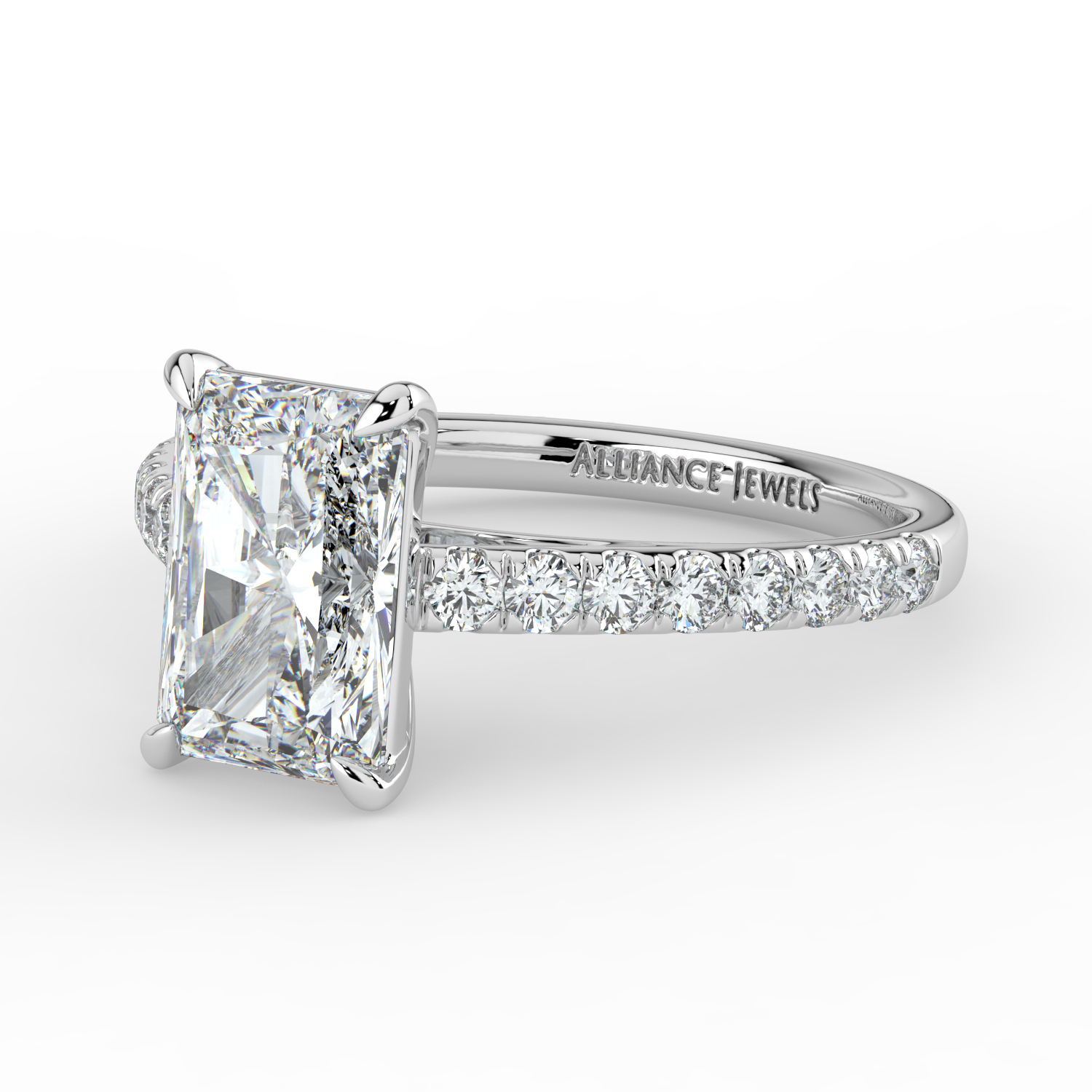 Radiant Cut Cathedral Setting with Diamond Band