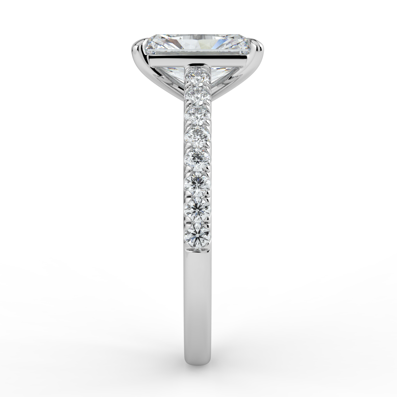 Radiant Cut Cathedral Setting with Diamond Band
